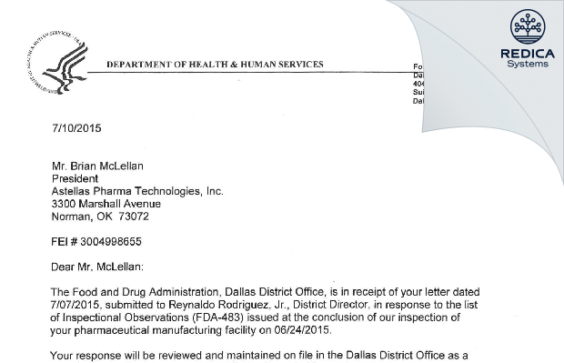 FDA 483 Response - Avara Pharmaceutical Technologies, Inc. [Norman / United States of America] - Download PDF - Redica Systems