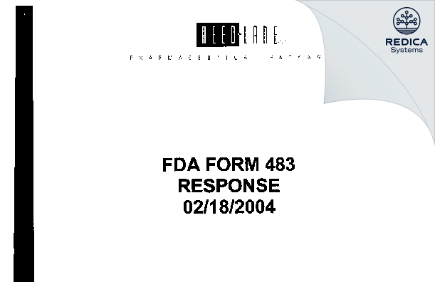 FDA 483 Response - Reed-Lane, Inc. [Wayne / United States of America] - Download PDF - Redica Systems