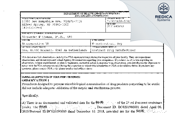 FDA 483 - BioConnection B.V. [Oss / Netherlands] - Download PDF - Redica Systems