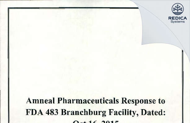 FDA 483 Response - Amneal Pharmaceuticals, LLC [Branchburg / United States of America] - Download PDF - Redica Systems