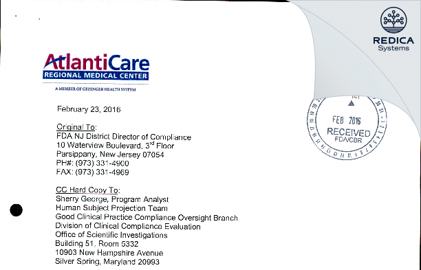 FDA 483 Response - AtlantiCare Regional Medical Center IRB [Atlantic City / United States of America] - Download PDF - Redica Systems