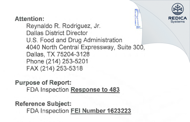 FDA 483 Response - Cardinal Health 200, Inc. [El Paso / United States of America] - Download PDF - Redica Systems