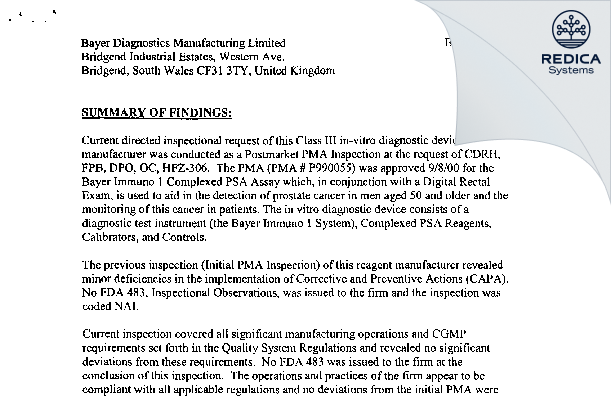 EIR - Kimball Electronics Ltd. [Bridgend / United Kingdom of Great Britain and Northern Ireland] - Download PDF - Redica Systems