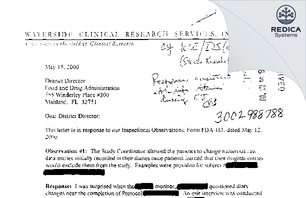 FDA 483 Response - Steven Krumholz, M.D. [West Palm Beach / United States of America] - Download PDF - Redica Systems