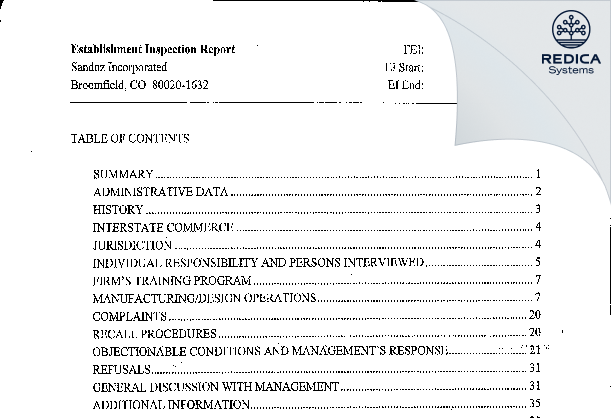 EIR - Sandoz Incorporated [Broomfield / United States of America] - Download PDF - Redica Systems