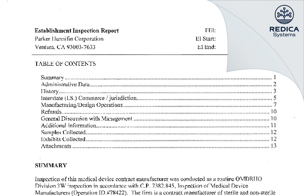 EIR - Avita Medial Americas Llc [Ventura / United States of America] - Download PDF - Redica Systems