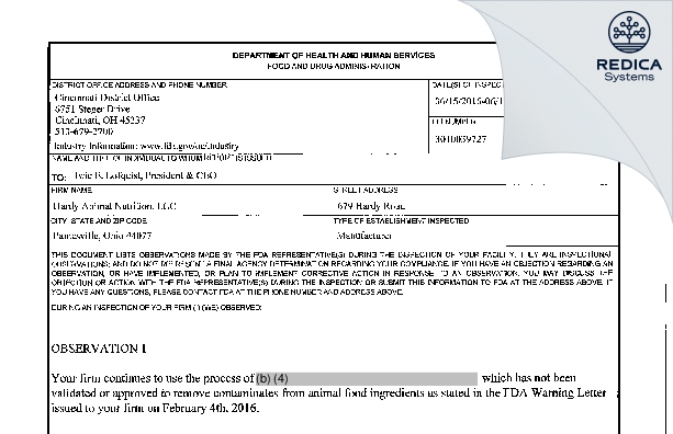 FDA 483 - Magnus International Group [Painesville / United States of America] - Download PDF - Redica Systems