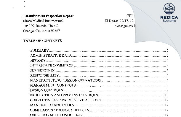 EIR - Truer Medical Inc [Orange / United States of America] - Download PDF - Redica Systems