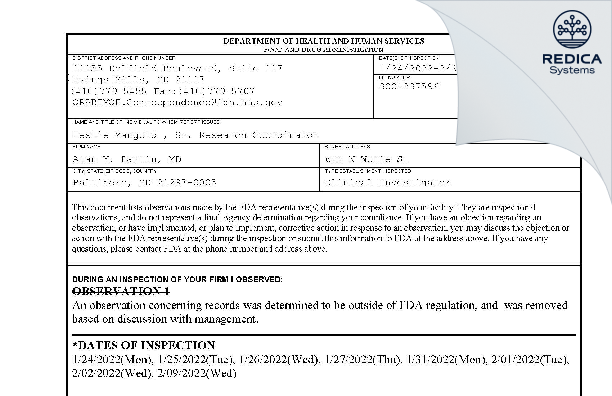 FDA 483 - Alan W. Partin, MD [Baltimore / United States of America] - Download PDF - Redica Systems