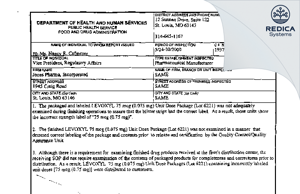 FDA 483 - Meridian Medical Technologies Inc., A Pfizer Company [Saint Louis / United States of America] - Download PDF - Redica Systems