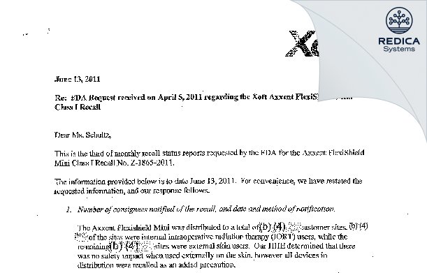 FDA 483 Response - Xoft Inc. [San Jose / United States of America] - Download PDF - Redica Systems
