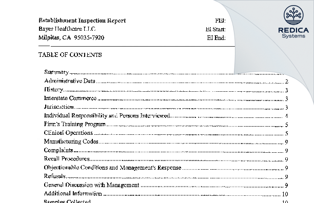 EIR - 9 ayer Healthcare LLC [Milpitas / United States of America] - Download PDF - Redica Systems