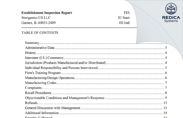 EIR - Sterigenics U.S., LLC [Gurnee / United States of America] - Download PDF - Redica Systems