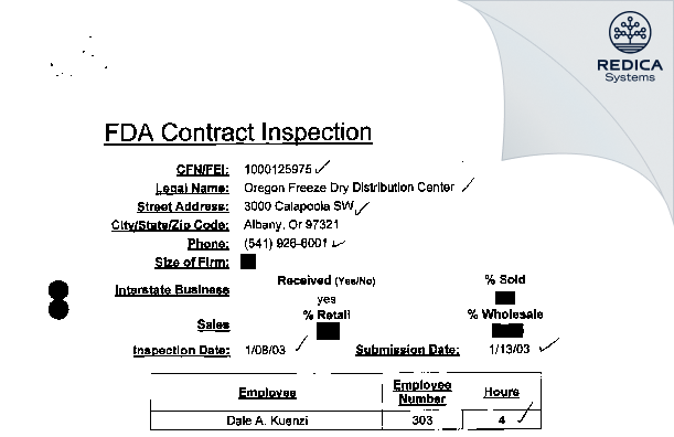 EIR - OFD FOODS LLC [Tangent / United States of America] - Download PDF - Redica Systems