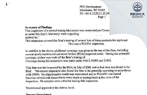 EIR - PPD Development, L.P. [Middleton / United States of America] - Download PDF - Redica Systems