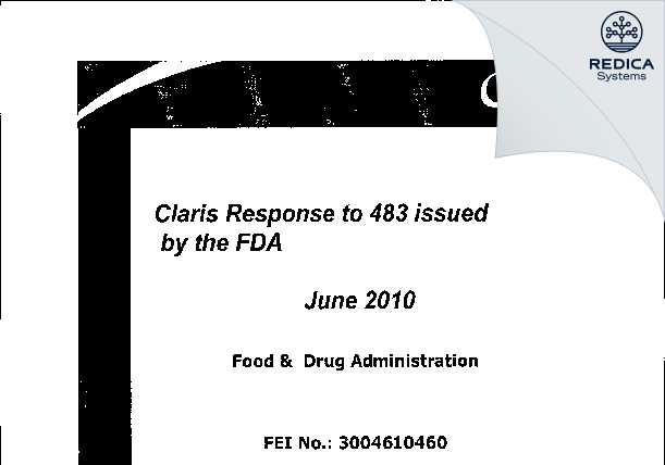FDA 483 Response - BAXTER PHARMACEUTICALS INDIA PRIVATE LIMITED [India / India] - Download PDF - Redica Systems