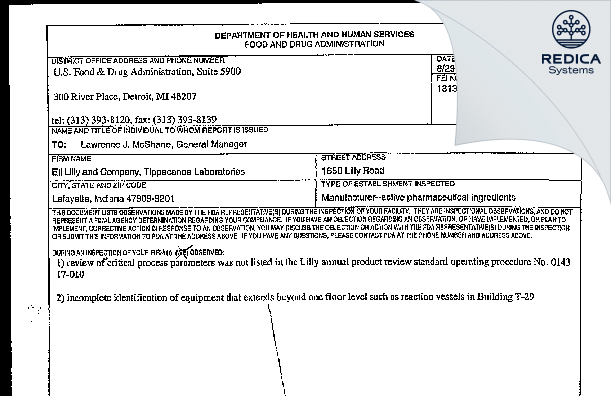 FDA 483 - Evonik Corporation [Lafayette / United States of America] - Download PDF - Redica Systems