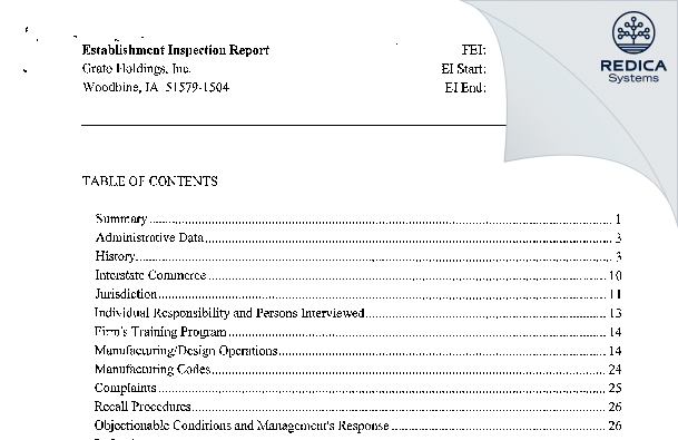 EIR - Apotheca Company [Woodbine / United States of America] - Download PDF - Redica Systems