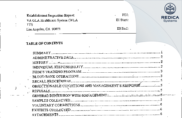 EIR - VA GLA Health Care System (WLA) 113 [Los Angeles / United States of America] - Download PDF - Redica Systems