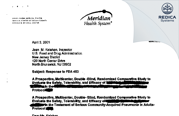 FDA 483 Response - Elliot Frank Md [Neptune / United States of America] - Download PDF - Redica Systems