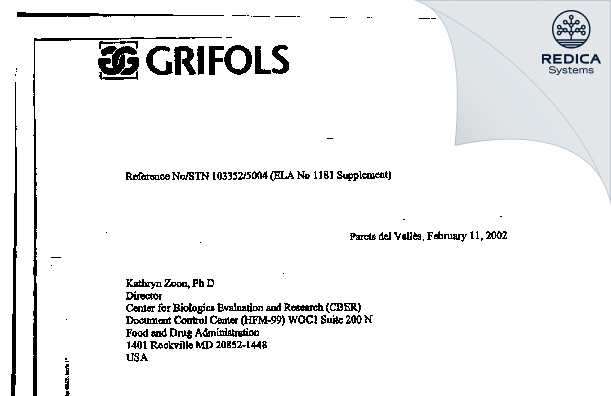 FDA 483 Response - Instituto Grifols, S.A. [Spain / Spain] - Download PDF - Redica Systems