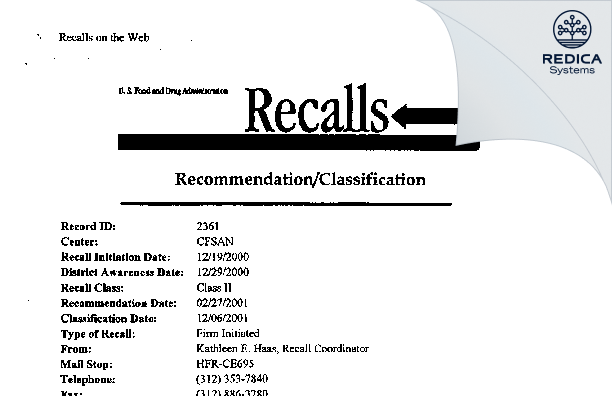 FDA 483 Response - Affy Tapple LLC [Niles / United States of America] - Download PDF - Redica Systems
