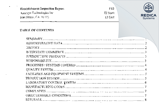 EIR - Anacapa Technologies, Inc [San Dimas California / United States of America] - Download PDF - Redica Systems