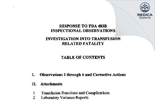 FDA 483 Response - Piedmont Hosp Inc [Atlanta / United States of America] - Download PDF - Redica Systems