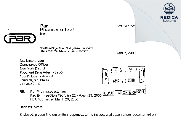 FDA 483 Response - Strides Pharma, Inc [Chestnut Ridge / United States of America] - Download PDF - Redica Systems