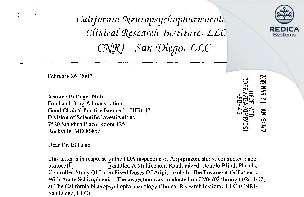 FDA 483 Response - Tran-Johnson, Tram K. [San Diego / United States of America] - Download PDF - Redica Systems