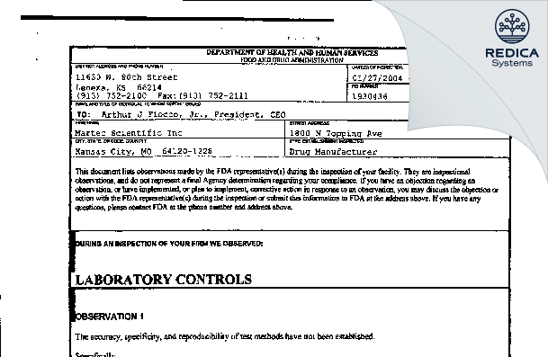 FDA 483 - Nostrum Laboratories, Inc. [Kansas City / United States of America] - Download PDF - Redica Systems