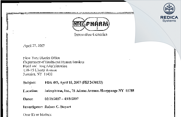 FDA 483 Response - Amneal Pharmaceuticals of New York, LLC [Hauppauge / United States of America] - Download PDF - Redica Systems