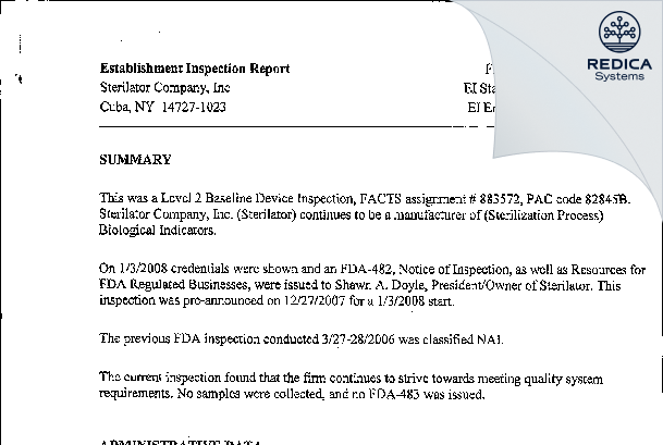 EIR - SPS Medical Supply Corporation [Cuba / United States of America] - Download PDF - Redica Systems
