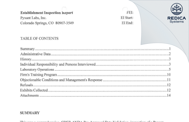 EIR - Aliri USA Inc. [Colorado Springs / United States of America] - Download PDF - Redica Systems