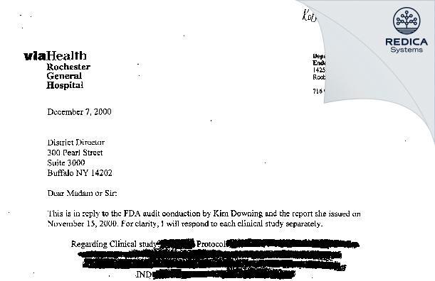 FDA 483 Response - Robert E. Heinig, M.D. [Rochester / United States of America] - Download PDF - Redica Systems