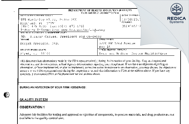 FDA 483 - Dharma Research, Inc. [Miami / United States of America] - Download PDF - Redica Systems