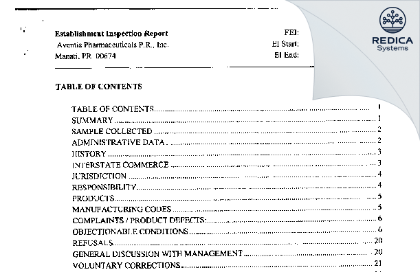 EIR - INyX USA, Ltd. [Manati / United States of America] - Download PDF - Redica Systems