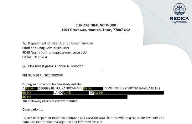 FDA 483 Response - Martin Yudovich [Houston / United States of America] - Download PDF - Redica Systems