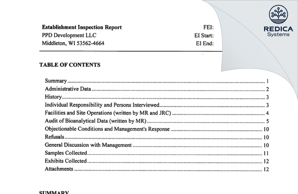EIR - PPD Development, L.P. [Middleton / United States of America] - Download PDF - Redica Systems