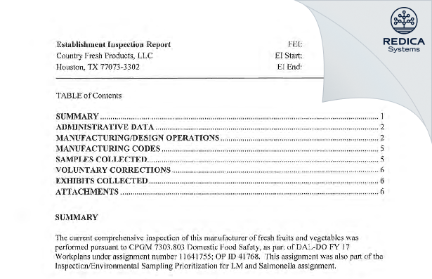 FDA 483 - Caney Agri-Service LLC [Caney / United States of America] - Download PDF - Redica Systems