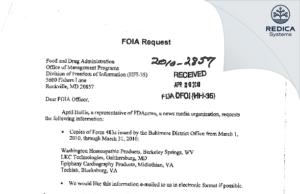 FDA 483 - Epiphany Healthcare Data Management, LLC [Midlothian / United States of America] - Download PDF - Redica Systems