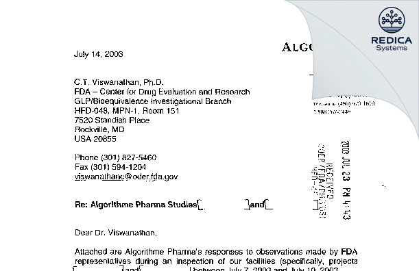 FDA 483 Response - Christian Aumais, M.D. [Montreal / Canada] - Download PDF - Redica Systems
