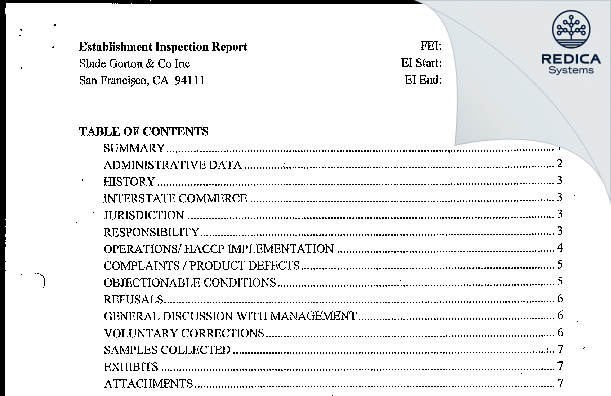 EIR - Slade Gorton & Co Inc [La Palma / United States of America] - Download PDF - Redica Systems