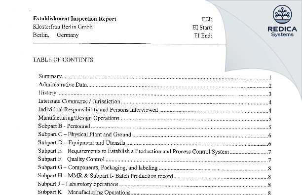 EIR - Klosterfrau Berlin GmbH [Berlin / Germany] - Download PDF - Redica Systems