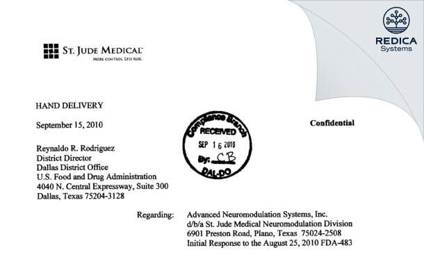 FDA 483 Response - Abbott Medical [Plano / United States of America] - Download PDF - Redica Systems
