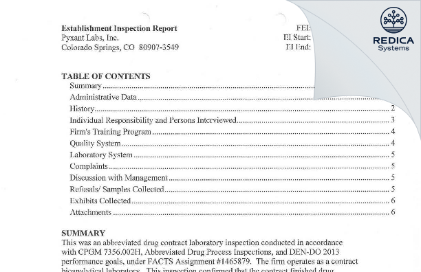 EIR - Aliri USA Inc. [Colorado Springs / United States of America] - Download PDF - Redica Systems