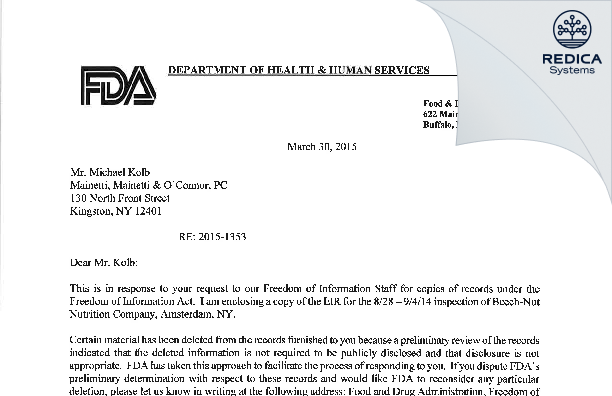 FDA 483 - Beech-Nut Nutrition Company [Amsterdam / United States of America] - Download PDF - Redica Systems