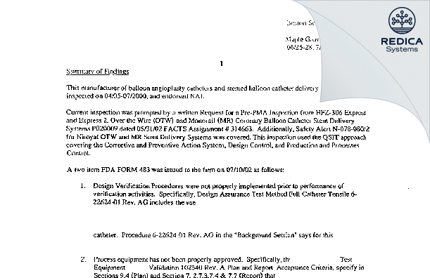 EIR - Boston Scientific Corporation [Maple Grove / United States of America] - Download PDF - Redica Systems