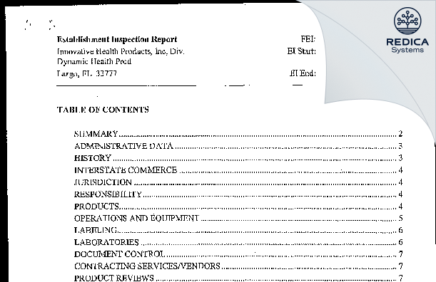 EIR - Libi Labs, Inc. [Largo / United States of America] - Download PDF - Redica Systems