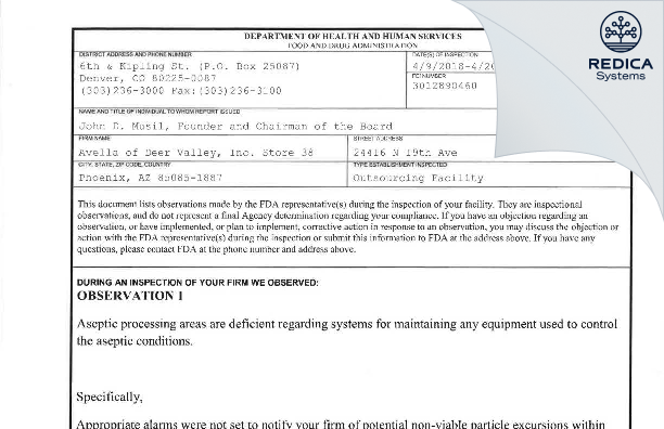 FDA 483 - Optum Compounding Services, LLC [Phoenix / United States of America] - Download PDF - Redica Systems